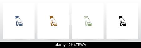 Logo cheval sur lettre Design L Illustration de Vecteur