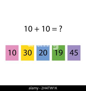 Entraîneur de pliage.Choisissez la bonne réponse.Tableaux d'ajout.Entrez les numéros manquants.Jeu logique.Affiche sur l'éducation des enfants en mathématiques.École Illustration de Vecteur