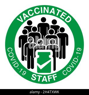 Badge ou autocollant de vaccination avec citation - notre substance vaccinée contre le covid 19.Autocollants de vaccin contre le coronavirus.Concept de vaccination réussi.Vecteur Illustration de Vecteur