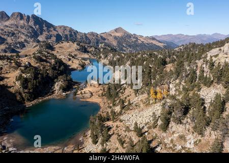 Lacs Redon et Lonh, Circ de Colomers.Parc national d'Aiguestortes.Pyrénées, Espagne Banque D'Images