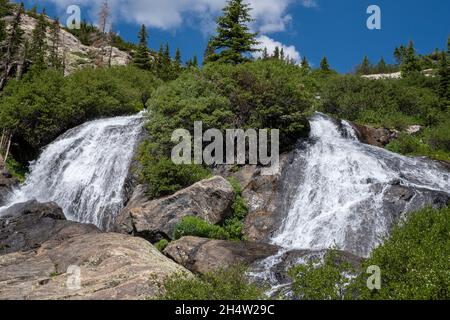 McCullough Gulch Trail Waterfall Trail, près de Breckenridge, Colorado, États-Unis. Banque D'Images