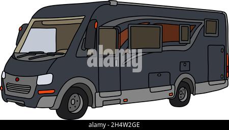Le dessin à la main vectorisé d'une grande maison de moteur moderne sombre Illustration de Vecteur