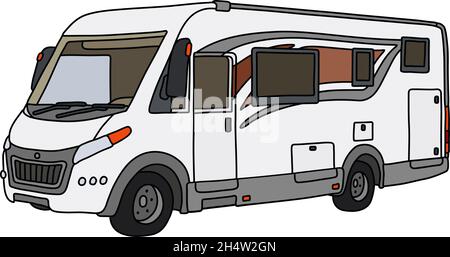Le dessin à la main vectorisé d'une grande maison de moteur moderne Illustration de Vecteur