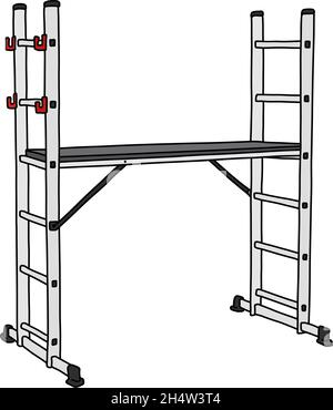 Le dessin à la main vectorisé d'un petit échafaudage en métal blanc Illustration de Vecteur
