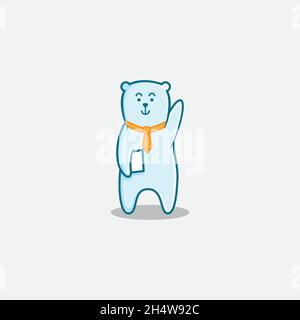 Motif vectoriel. Idée originale du logo de Polar Bear avec cravate orange. Illustration de Vecteur