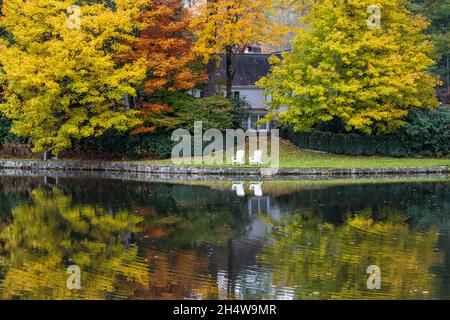 Couleur d'automne de pointe à Highlands, en Caroline du Nord, dans les Blue Ridge Mountains.(ÉTATS-UNIS) Banque D'Images