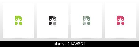 Pieds Gecko sur lettre logo Design R Illustration de Vecteur