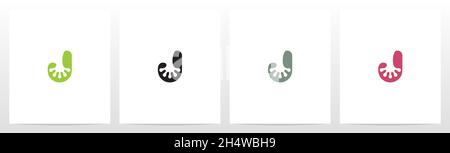 Pieds Gecko sur lettre logo Design J Illustration de Vecteur