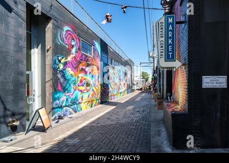 Œuvres d'art murales dans le quartier d'art de Rino à Denver, Colorado, États-Unis Banque D'Images