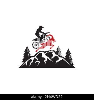 dessin vectoriel. logo combiné sous la forme d'une personne jouant un motocross avec une chèvre. Illustration de Vecteur