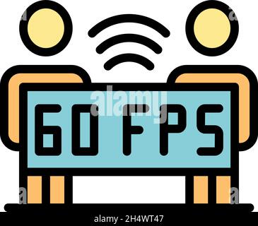 icône de flux 60 ips.Outline 60 fps stream vector icône couleur plat isolé Illustration de Vecteur