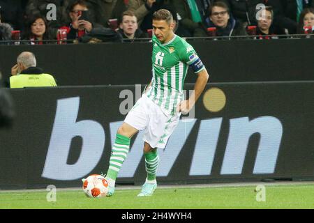 Joaquin de Real Betis Balompie lors du match de football du Groupe G de l'UEFA Europa League entre Bayer Leverkusen et Real Betis Balompie le 4 novembre 2021 à BayArena à Leverkusen, Allemagne - photo: Laurent Lairys/DPPI/LiveMedia Banque D'Images