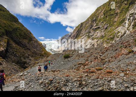 Piste du glacier Franz Joseph.Île du Sud, Nouvelle-Zélande Banque D'Images