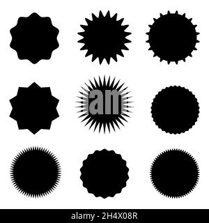 Ensemble d'autocollants avec une image de formation d'étoiles ou de rayons du soleil.Étiquettes et autocollants vintage.Éléments de conception.Illustration vectorielle. Illustration de Vecteur