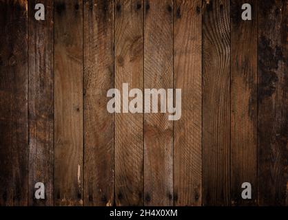 OID arrière-plan en bois sombre.Texture rustique en bois patiné de planches anciennes. Banque D'Images