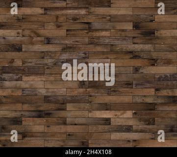 Texture en bois sans couture, motif en parquet, vieilles planches avec clous rouillés.Fond de parquet en bois dur d'époque naturellement abîmé, tranchant et fortement de Banque D'Images