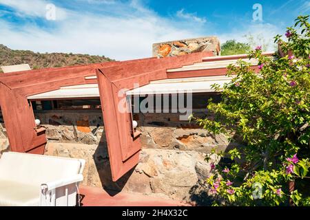 Taliesin West architecte Frank Lloyd Wright maison d'hiver et école dans le désert à Scottsdale Arizona Banque D'Images