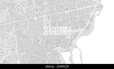 Carte d'arrière-plan vectorielle de la ville de Catane, blanc et gris clair, illustration de la cartographie des rues et de l'eau.Format écran large, design numérique plat s Illustration de Vecteur