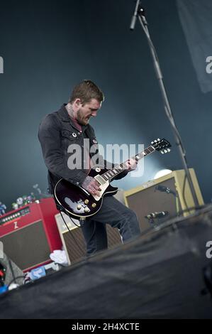 Brian Fallon du Gaslight Anthem en concert au Download Festival à Donington Park Banque D'Images