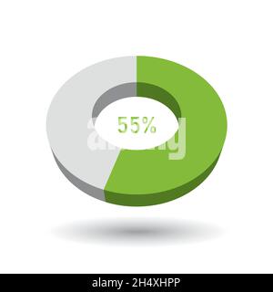 Graphique circulaire vectoriel 3D à 55 % Illustration de Vecteur