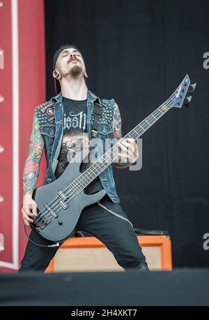 Ryan Neff de Miss Mai Je joue pendant la première journée du Festival de téléchargement 2014 à Donington Park. Banque D'Images