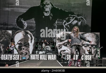 Rob Zombie est sur scène le premier jour du Download Festival à Donington Park. Banque D'Images