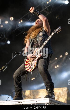 Zakk Wylde de Black Label Society se produit en direct sur scène lors du festival Bloodstock le 09 août 2015 à Catton Hall, Derbyshire, Royaume-Uni Banque D'Images