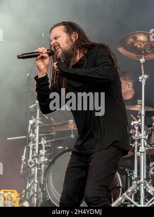 Jonathan Davies se produit sur scène le premier jour du Download Festival à Donington Park le 08 juin 2018 à Castle Donington, en Angleterre.Date de la photo: Vendredi 08 juin 2018.Crédit photo : Katja Ogrin/ EMPICS Entertainment. Banque D'Images