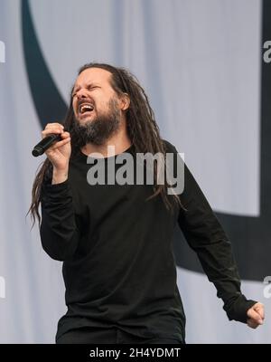 Jonathan Davies se produit sur scène le premier jour du Download Festival à Donington Park le 08 juin 2018 à Castle Donington, en Angleterre.Date de la photo: Vendredi 08 juin 2018.Crédit photo : Katja Ogrin/ EMPICS Entertainment. Banque D'Images