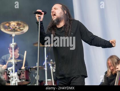 Jonathan Davies se produit sur scène le premier jour du Download Festival à Donington Park le 08 juin 2018 à Castle Donington, en Angleterre.Date de la photo: Vendredi 08 juin 2018.Crédit photo : Katja Ogrin/ EMPICS Entertainment. Banque D'Images