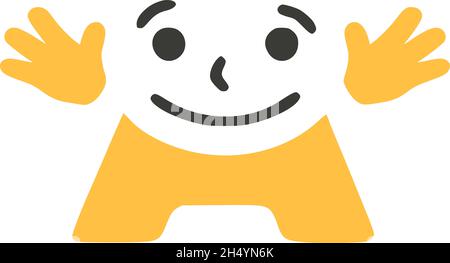 Lettre un personnage drôle avec des mains isolées sur fond blanc Illustration de Vecteur