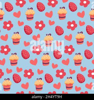 Motif de Pâques sans couture avec gâteaux Illustration de Vecteur