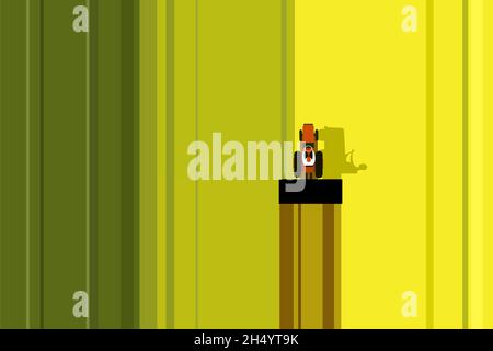 Illustration de la vue de dessus d'un tracteur labourant une terre agricole Illustration de Vecteur