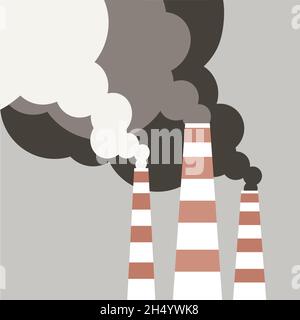 Illustration des usines émettant des gaz à effet de serre dans l'environnement Illustration de Vecteur