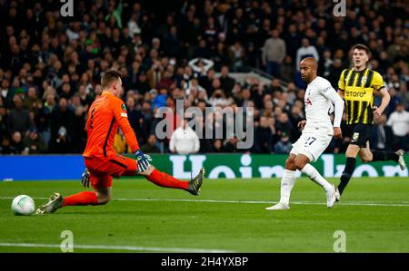 Londres, Angleterre - NOVEMBRE 04:Lucas Moura de Tottenham Hotspur s'est exprimé lors de l'Europa Conference League Group G entre Tottenham Hotspur et vitesse Banque D'Images