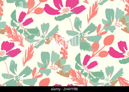 motif délicat et féminin sans coutures avec fleurs sauvages Illustration de Vecteur