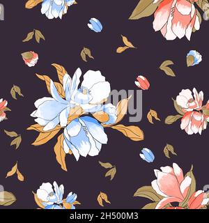 Joli motif sans couture avec magnolia exotique Illustration de Vecteur