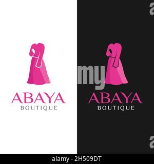 Abaya vêtements longs de robe pour femme musulmane Boutique entreprise de marque dans le modèle moderne de conception de logo de style plat. Illustration de Vecteur