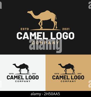 Modèle de conception du logo Camel Silhouette.Convient pour le transport général Voyage Tourisme entreprise Studio Business marque logo Design. Illustration de Vecteur