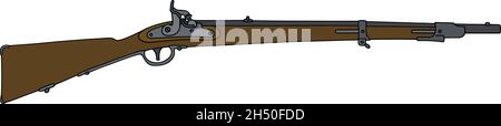 Dessin à la main d'un fusil militaire historique Illustration de Vecteur