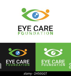 Résumé Eye with People for Eye Doctor Clinic Hospital Care Foundation Community Business Company modèle de conception de logo. Illustration de Vecteur