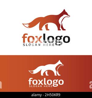 Modèle de conception de logo Orange de la silhouette de renard moderne.Adapté pour être utilisé comme mascotte pour les applications numériques, les marques ou les logos d'entreprise. Illustration de Vecteur