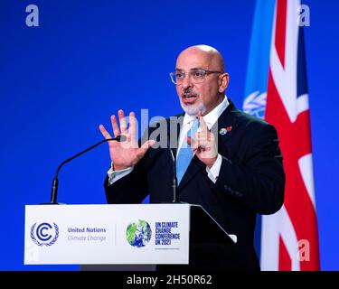 Glasgow, Royaume-Uni.05ème novembre 2021.Glasgow, Écosse, Royaume-Uni.5 novembre 2021PICTURED: Nadhim Zahawi, Secrétaire du Cabinet chargé de l'éducation pour le Gouvernement britannique, a vu s'exprimer lors de la plénière de l'après-midi, "événement conjoint des ministres de l'éducation et de l'environnement, ensemble du chagrin, de l'éducation et de l'action climatique" crédit: Colin Fisher/Alamy Live News Banque D'Images