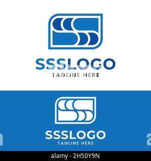 Modèle de conception du logo SSS initial de la lettre du monogramme en bleu. Convient à General Business Company marque d'entreprise simple logo unique moderne Illustration de Vecteur