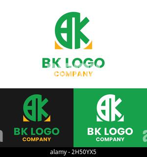 Lettre initiale B K BK KB Circle for General Business Company marque d'entreprise en simple unique modèle de logo style rétro de taille basse. Illustration de Vecteur