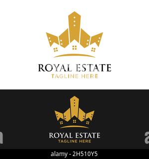 Modèle de conception du logo Crown Building for Royal Estate.Convient pour immobilier immobilier immobilier immobilier immobilier immobilier immobilier immobilier immobilier immobilier immobilier immobilier construction, etc. Illustration de Vecteur