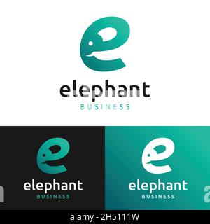 Modèle de conception du logo E Elephant initial de la lettre.Adapté à General Fashion Sport entreprise Entreprises vêtements marque simple Modern logo Design. Illustration de Vecteur