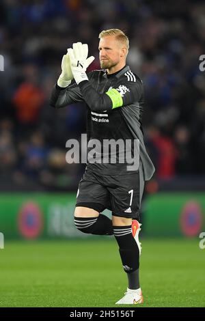 LEICESTER, GBR.4 NOV Kasper Schmeichel de Leicester City lors du match de l'UEFA Europa League Group C entre Leicester City et le FC Spartak Moscou au King Power Stadium de Leicester le jeudi 4 novembre 2021.(Credit: Jon Hobley | MI News) Credit: MI News & Sport /Alay Live News Banque D'Images