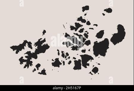 Carte noire de Franz Josef Land avec les noms des régions, tableau noir, vierge Banque D'Images