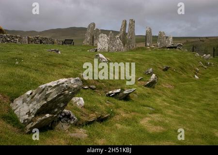 Chambres néolithique et pierres sur pied Cairnholy, Dumfries & Galloway, Écosse Banque D'Images